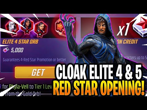 Cloak Elite 4 & Elite 5 Red Star Orb Opening! - MARVEL Strike Force - MSF