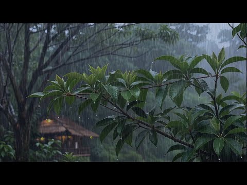 Real Rain Sounds at Night on Forest Leaves, Perfect for Deep Sleep, Relax & Study