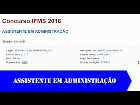 Edital Concurso IFMS 2016 - ASSISTENTE EM ADMINISTRAÇÃO