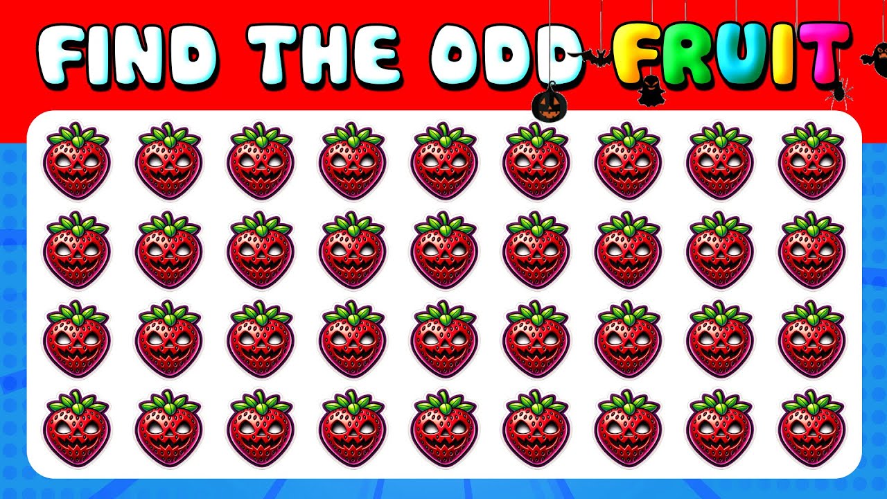 224 Puzzles for GENIUS | Find the ODD One Out - Fruit Halloween Edition🎃🍓Easy, Medium, Hard Levels