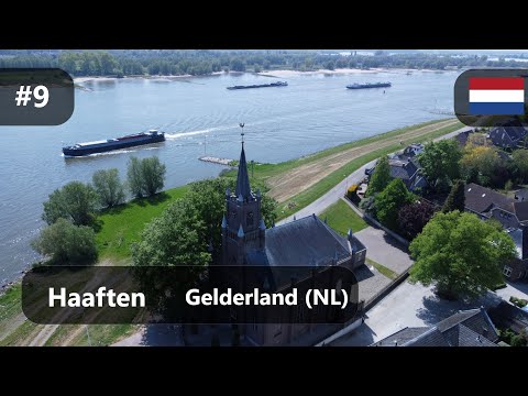 Flight above Betuwe village Haaften and Waal river - Gelderland (NL)