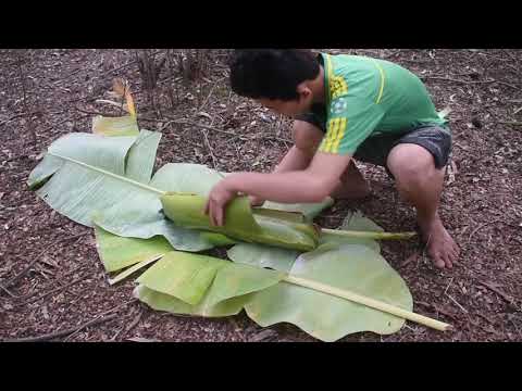 Wow! Two Boys Yummy Cooking Big Fish Puffing With Banana Tree Recipe-Cooking Skill  at Cambodia #1