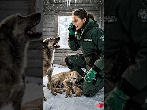 The Brave Girl Saved the Poor Dogs Abandoned in the Middle of a Snowstorm 🐶❄️ #animalrescue #animals