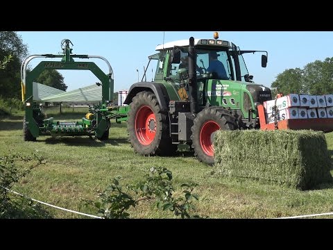 Fendt 718's aan het balen persen/wikkelen met New Holland BB940A & McHale 998 - Wetering Den Ham