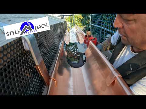 Dehnung bei Kupferrinne am Einhangstutzen bauen. Kupfer Dachrinne Dehnungsausgleich Ab wieviel Meter