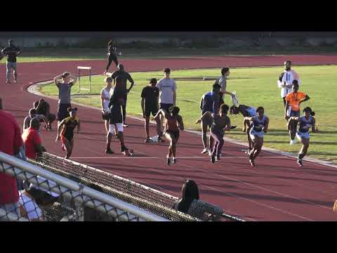 Girls 60m Dash Heat 3 Orange and Black Indoor-Outdoor Challenge