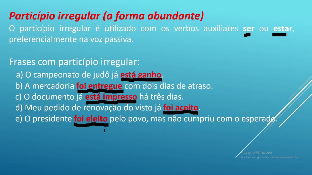 Verbos abundantes e questões de concurso