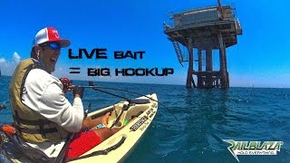 Kayak Fishing OFFSHORE rigs AND mysterious FISH