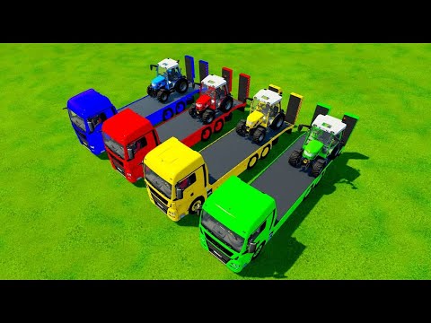 TRANSPORTING RIGI TRAC TRACTOR WITH COLORED MAN TRUCKS   Farming Simulator 22