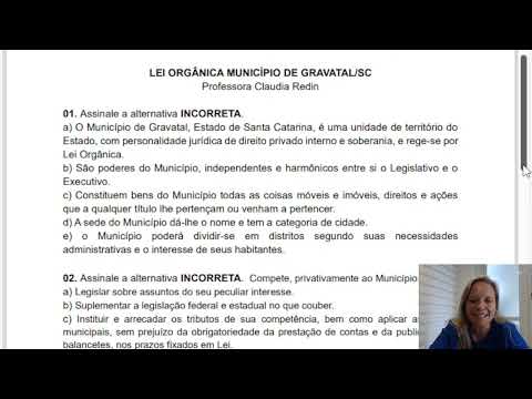 CONCURSO PÚBLICO MUNICÍPIO DE GRAVATAL -SC: Simulado Lei Orgânica Municipal