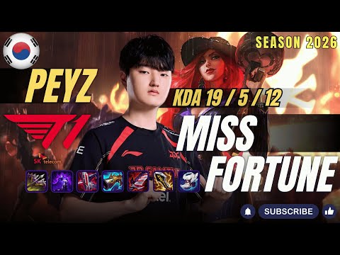 T1 Peyz MISS FORTUNE vs VARUS ADC - Patch 26.2 KR Ranked | lolrec