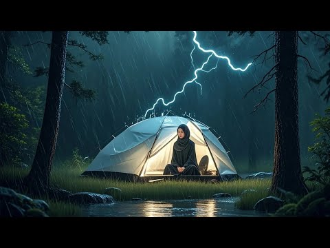 Solo Camping in Heavy Rain Allday | A Girl Alone in the Forest 🌧️ | ASMR