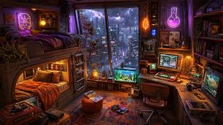 Rainy Tokyo Retro Lofi 🌧️ Neon Cyberpunk Apartment Beats for Late-Night Study and Relaxation