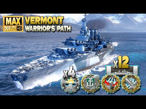 Battleship Vermont: Devastating strikes on map Warrior's Path - World of Warships