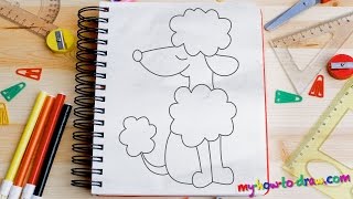 How to draw a Poodle - Easy step-by-step drawing lessons for kids