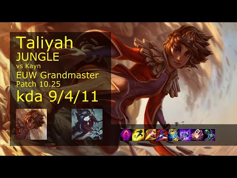 Taliyah vs Kayn Jungle - EUW Grandmaster 9/4/11 Patch 10.25 Gameplay