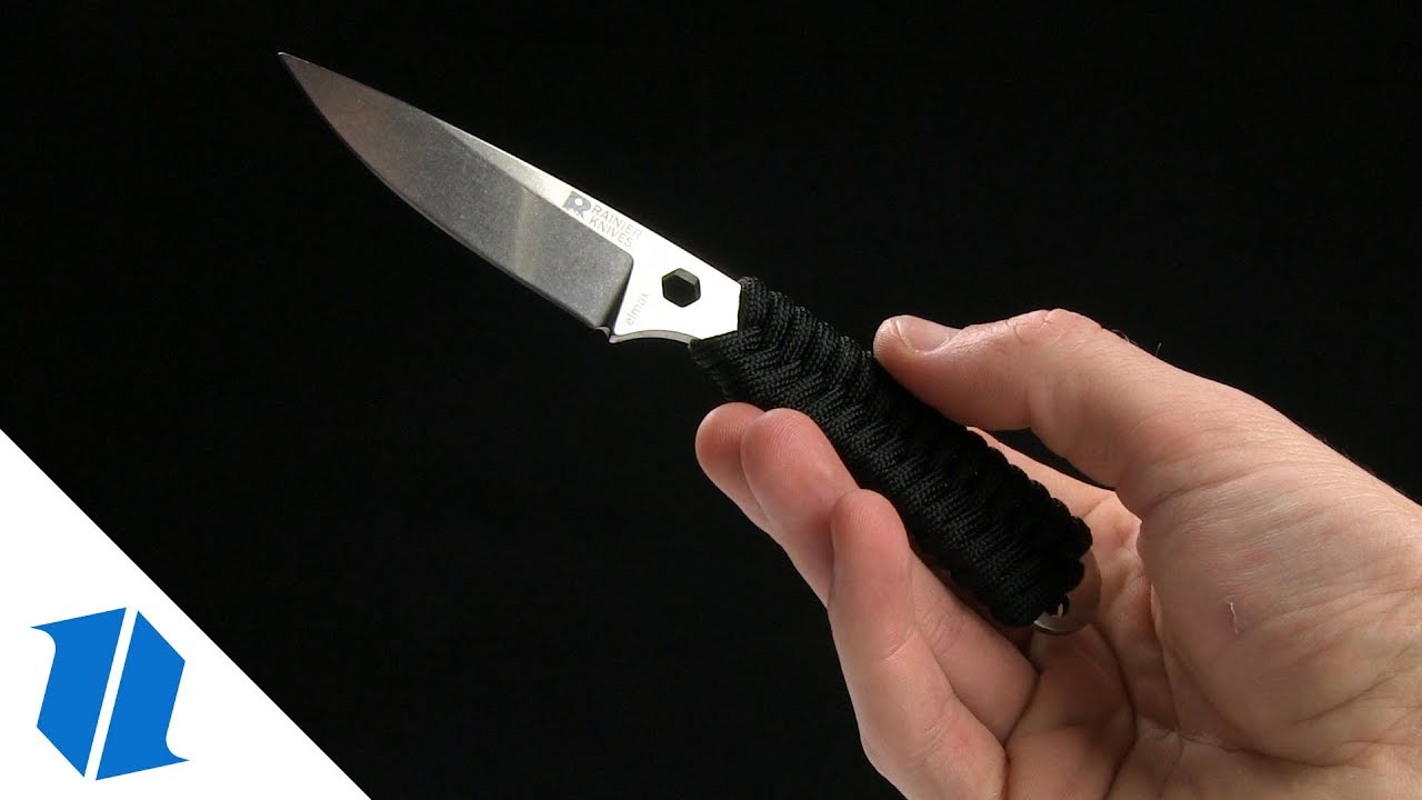 Rainier Knives Fastpak Fixed Blade Knife Black Paracord (2.8" Stonewash)