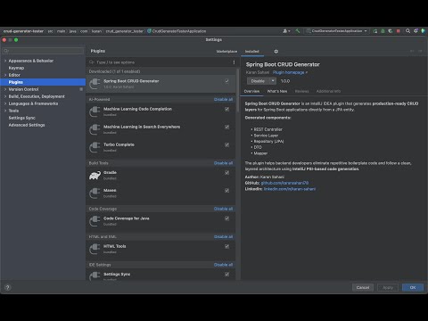 Spring Boot CRUD Generator IntelliJ Plugin | v1.0.5 | JetBrains Marketplace