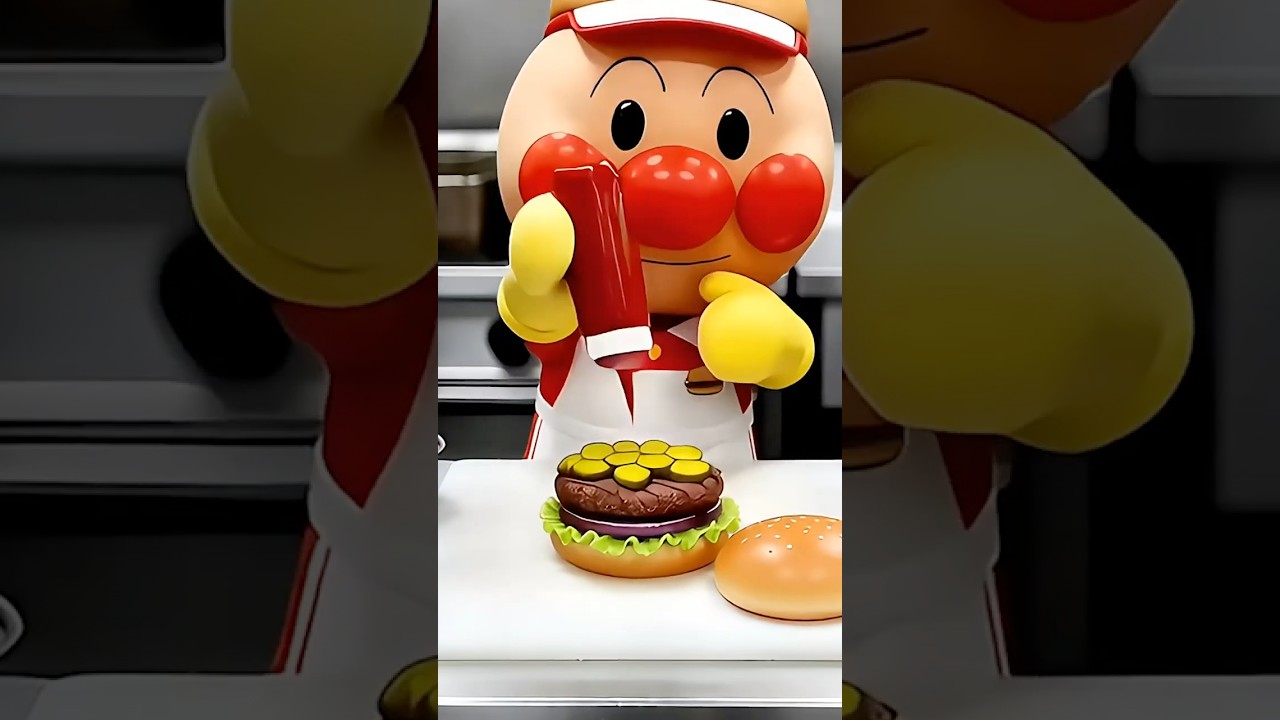アンパンマン🍔ハンバーガーショップでアルバイト♬  AI #shorts