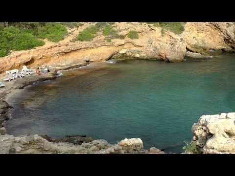Spain Balearic Island Ibiza - east coast - small rocky bay Cala Olivera
