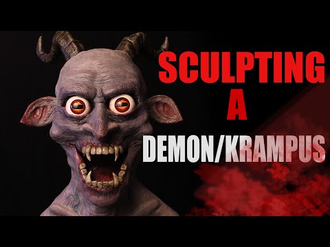 Sculpting A Monster- Demon/ Krampus clay sculpt and painting tutorial