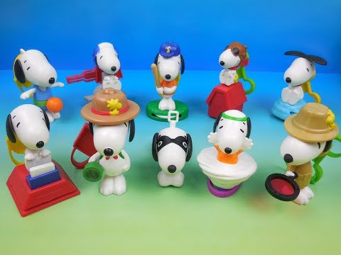 2018 PEANUTS SNOOPY SET OF 10 McDONALDS HAPPY MEAL COLLECTION TOYS VIDEO REVIEW