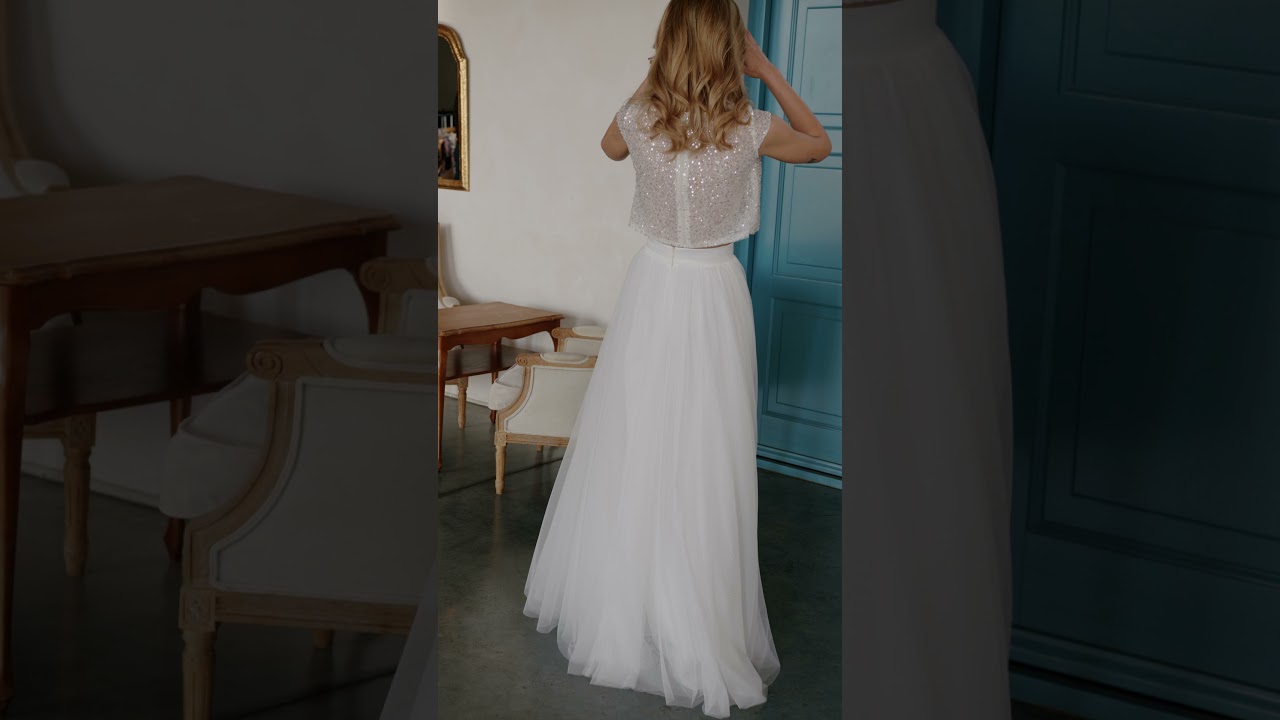 Kwiat Lotosu Suknie Ślubne. Kolekcja 2022, model Prada. Suknia dwuczęściowa, uszyta na miarę!