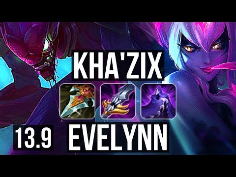 KHA'ZIX vs EVELYNN (JNG) | Rank 3 Kha, 14/1/9, Legendary | KR Challenger | 13.9
