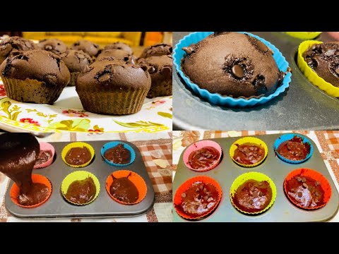 Make chocolate muffins with homemade buttermilk. Soft and delicious