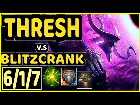 KURI (THRESH) vs BLITZCRANK - 6/1/7 KDA BOTTOM SUPPORT CHALLENGER GAMEPLAY - KR