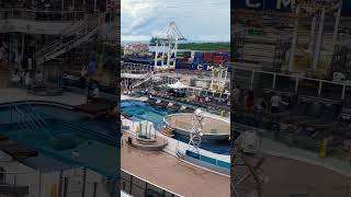 Party on #MSCSeascape about to start top deck fly-by drone #cruise #PortMiami #CruiseLife #miami