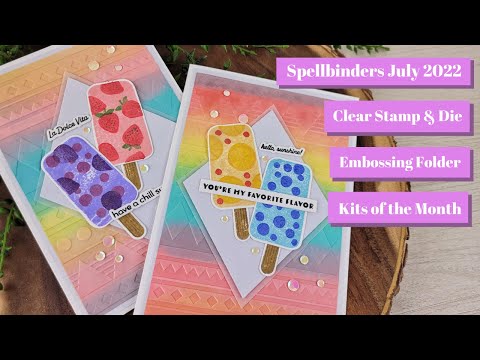 2 Popsicle Cards, Spellbinders July 2022 Clear Stamp & Dies, Embossing Folder, & New Diamonds Dies