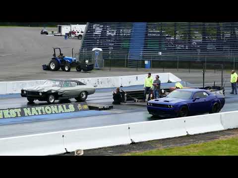 1970's Chevy Chevelle Drag Race Vs. Dodge Challenger SRT Hellcat At Pacific Raceways - Kent, WA