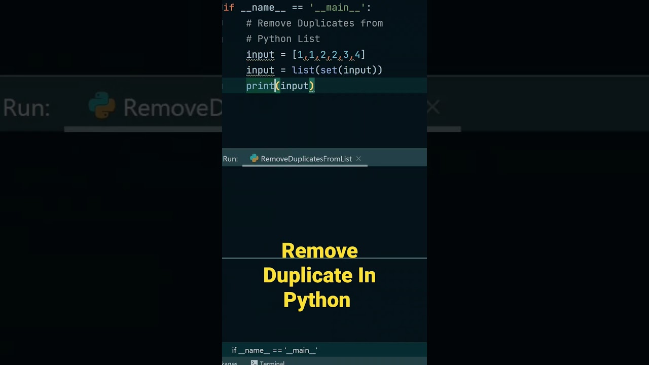 Remove Duplicates in Python #python #tutorial  #pythontricks