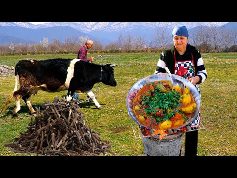 Grandma Cooks Amazing Beef Stew in the Village