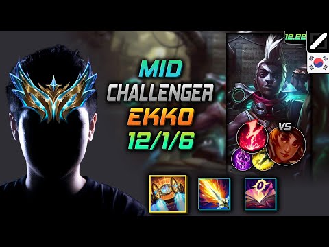 Challenger Mid Ekko Build Hextech Rocketbelt Electrocute - Ekko Mid vs Taliyah - LOL KR 12.22