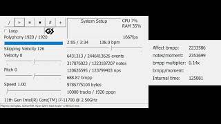 TMIDI MiniMod1.7 vs Bad Apple 1.2Billion / Handling 120Million NPS
