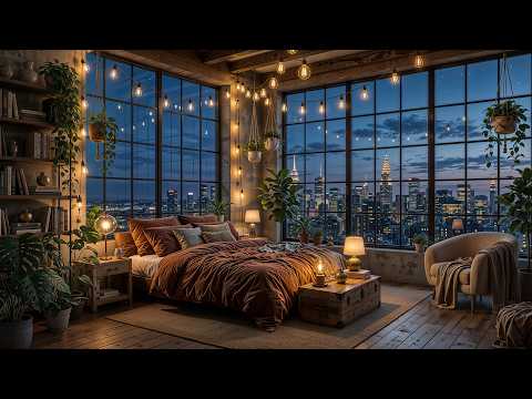 Cozy Night Bedroom Jazz 🌙 Smooth Jazz Ambience with City Lights for Deep Sleep & Relaxation