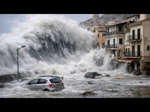 9-meter waves like Tsunami  hit Italy! Cyclone Harry devastates Sardinia and Sicily
