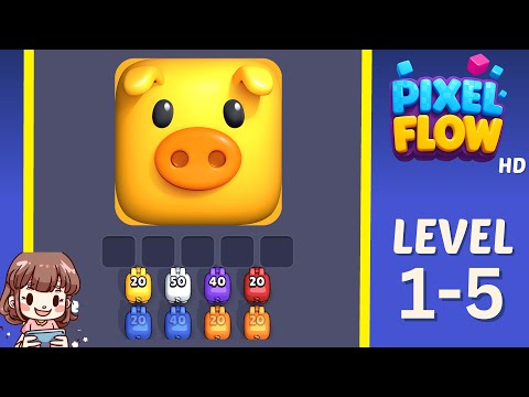 Pixel Flow Level 1-5 Solution Walkthrough - YouTube