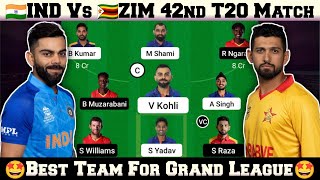 IND vs ZIM Dream11 Prediction, India vs Zimbabwe Dream11 Team, ZIM vs IND Dream11 Team Today Match