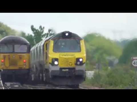 Colas 56105 AND Freightliner 70010 Pass Severn Tunnel Junction with HORNS