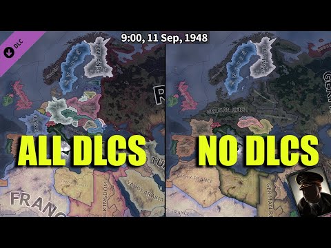 HOI4 Timelapse - ALL DLCs VS NO DLCs (2023) | AI Only