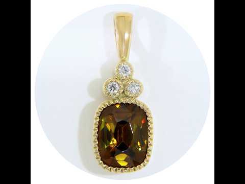 Pandantiv aur 14K cu Sfen Natural 1.44 ct si Diamante Naturale