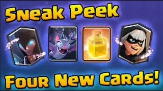 FOUR NEW CARDS! Clash Royale - Sneak Peek! Bandit, Night Witch, Bats, Heal Spell!
