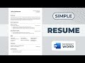 How To Make Resume In Microsoft Word Resume For Job Application Simple Easy