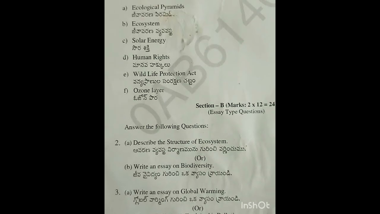 Environmental studies in b.com 2 semester in kakathiya University