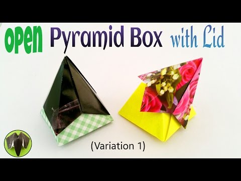 Origami tutorial to make a paper "Open Pyramid Box with Lid"