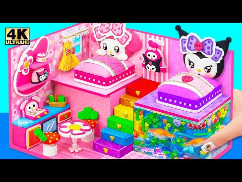 Build Cute My Melody House with Kitchen,  Purple Room & Aquarium for Kuromi ❤️💜 DIY Mini House