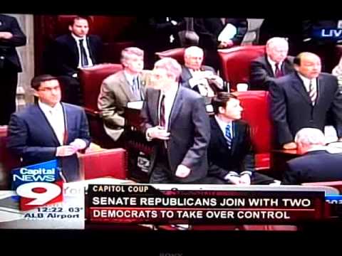 Coup in New York State senate - Republicans Take Control  (footage)